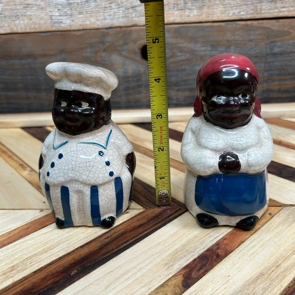 Vintage Aunt Jemima and Uncle Moses Salt Pepper Shakers Black Americana Chef - Picture 14 of 16